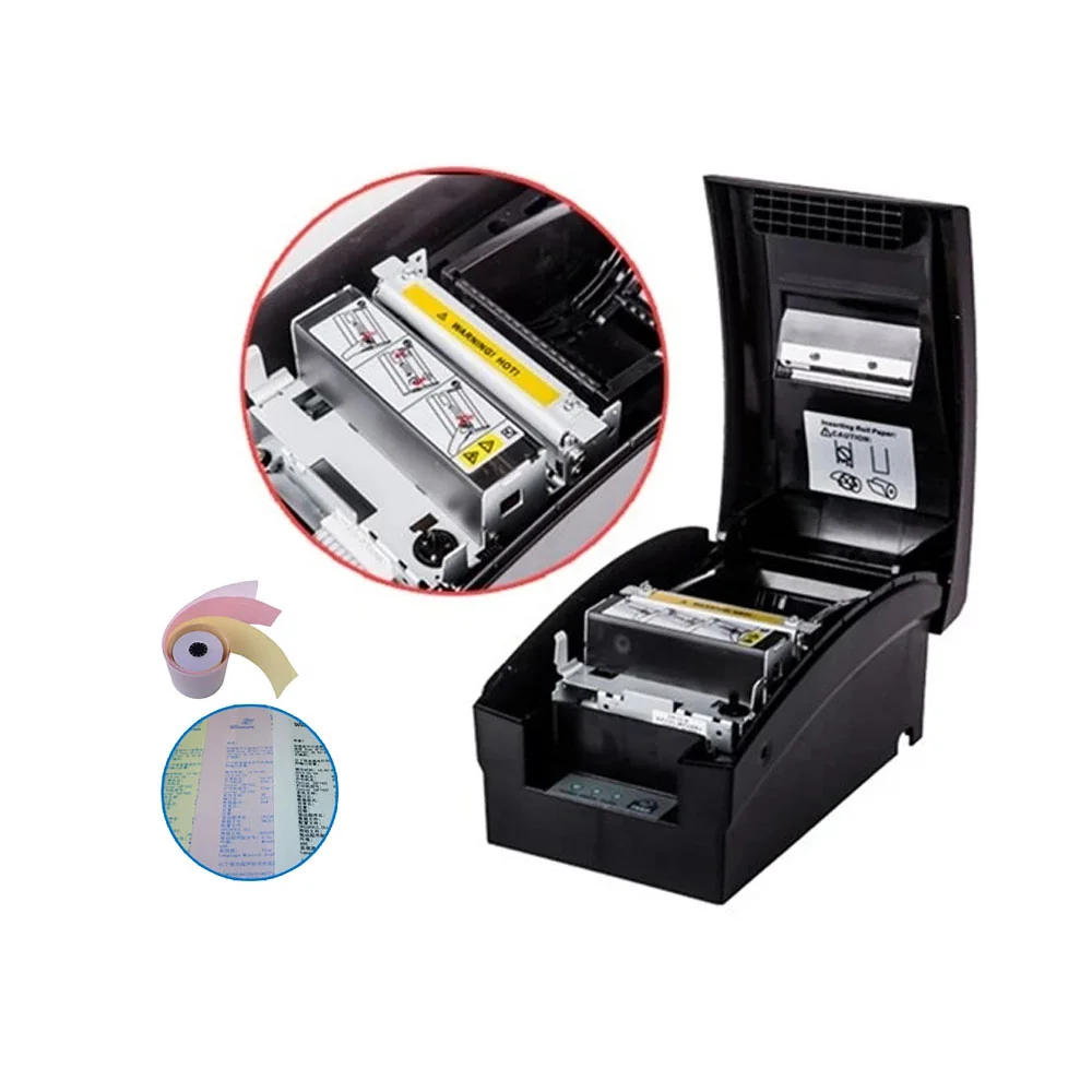 7645C impact printer cover open showing paper loading path