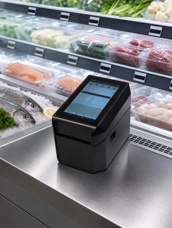 CRSMT POS terminal at fresh food counter with labeled products