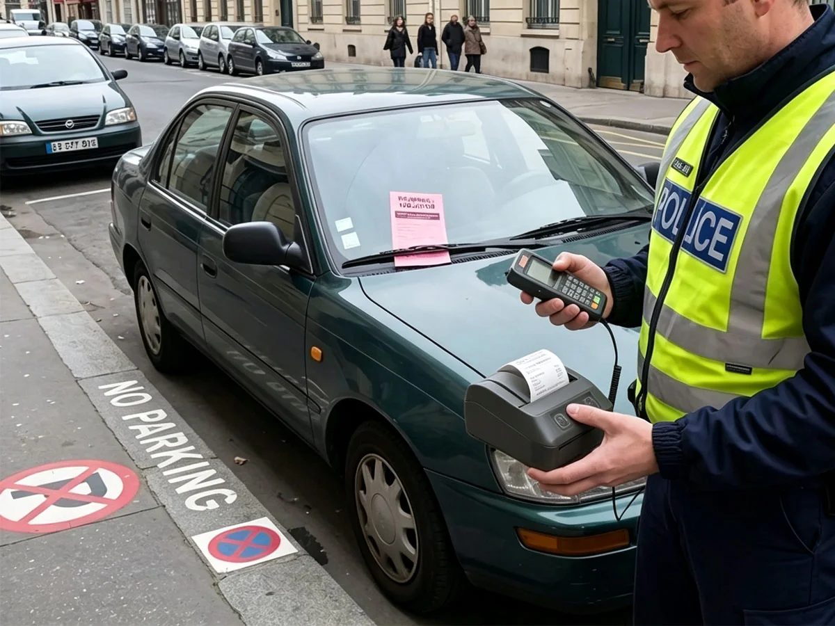 H803 mobile printer issuing a police traffic ticket on the roadside for field law enforcement