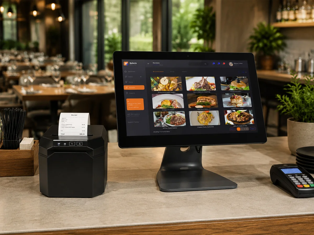 CRSMT POS and kitchen printing solution in a restaurant setting