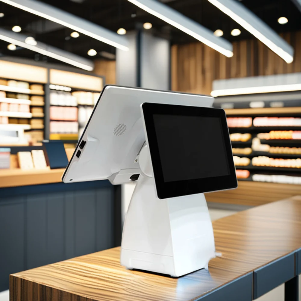M60W Windows POS terminal with built-in 80mm thermal receipt printer compartment