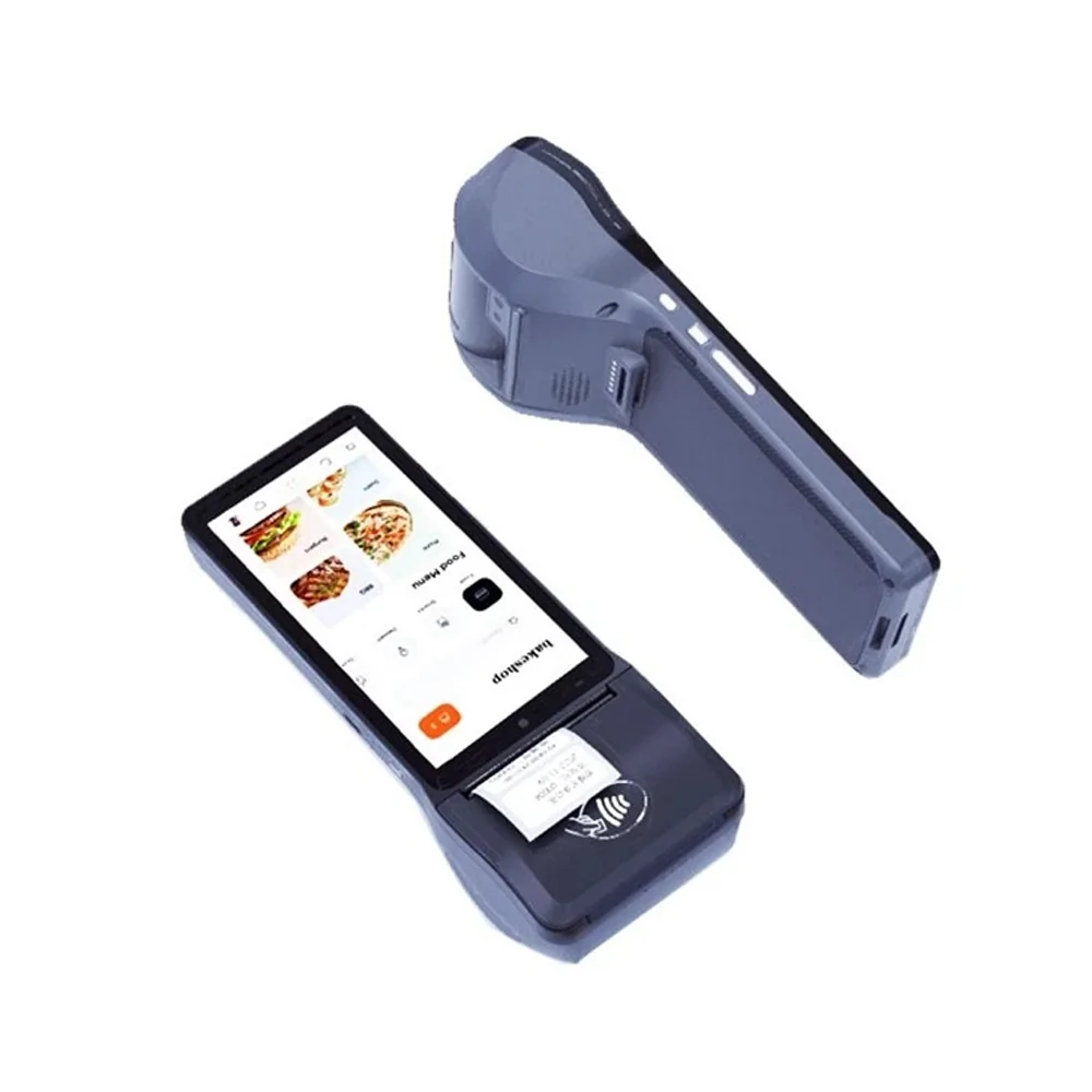 Q7 Android handheld POS terminal printing a receipt with built-in 58mm thermal printer