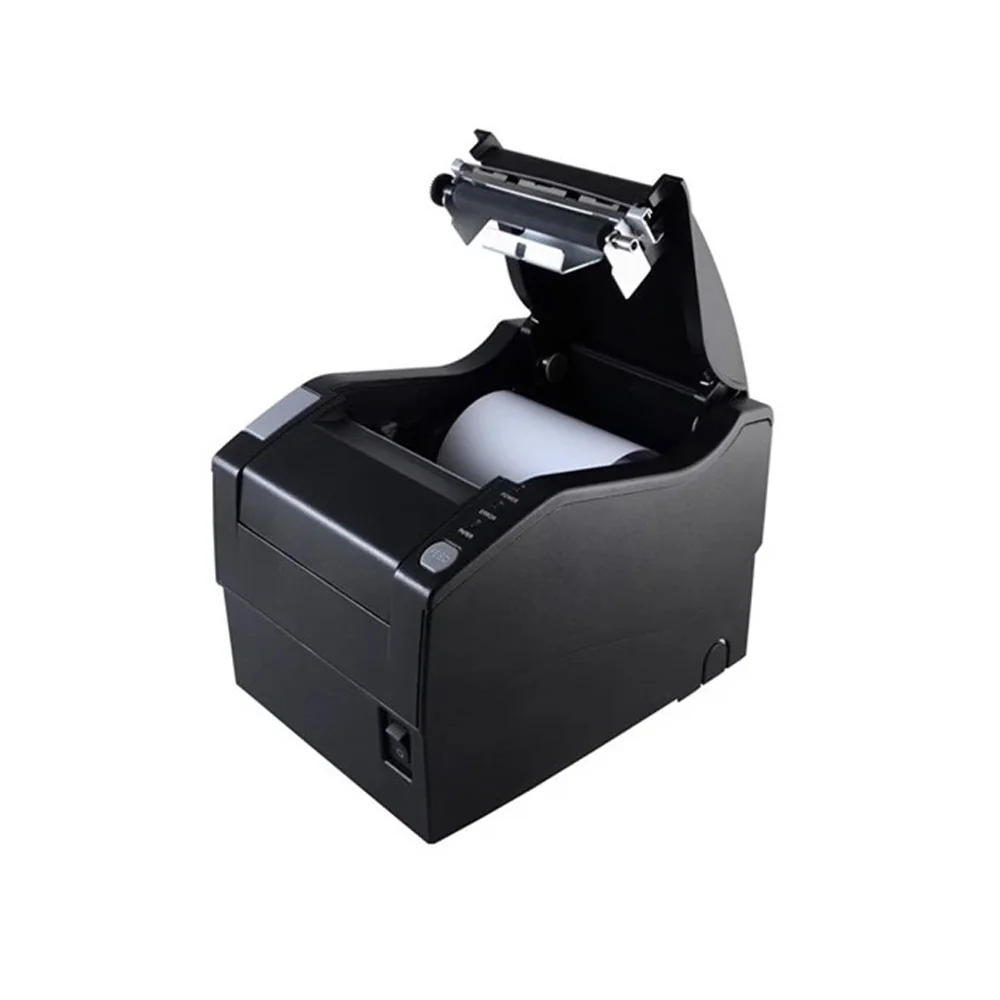 S-U804 receipt thermal printer cover open showing paper roll and auto cutter mechanism