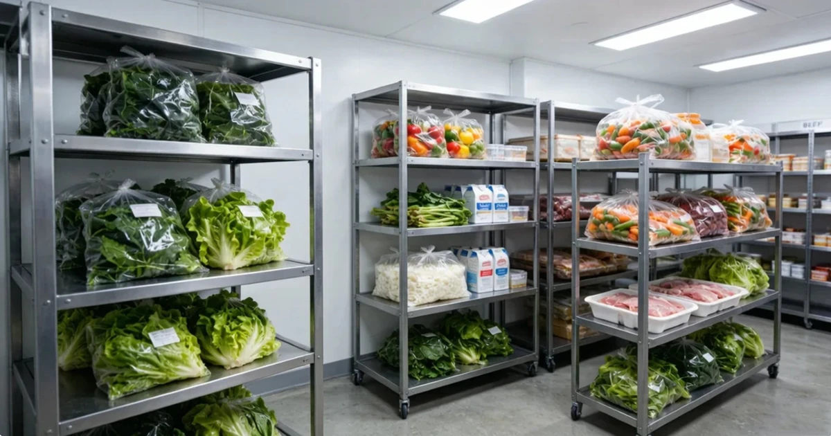 Food production cold storage with CRSMT thermal label printers and handheld POS terminals