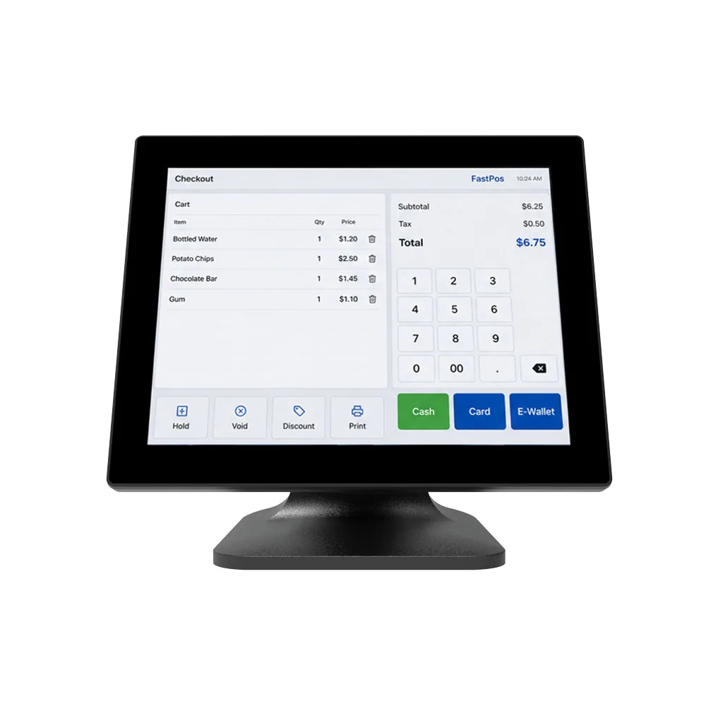 T15 point of sale POS hardware front view with capacitive touch screen