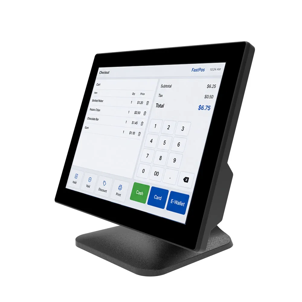 T15 windows based POS hardware side view with 15 inch touch screen