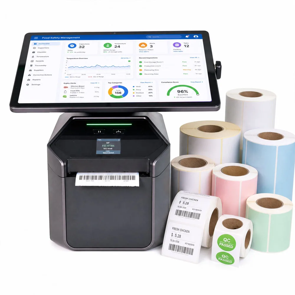 T3 Android label printer with different label rolls