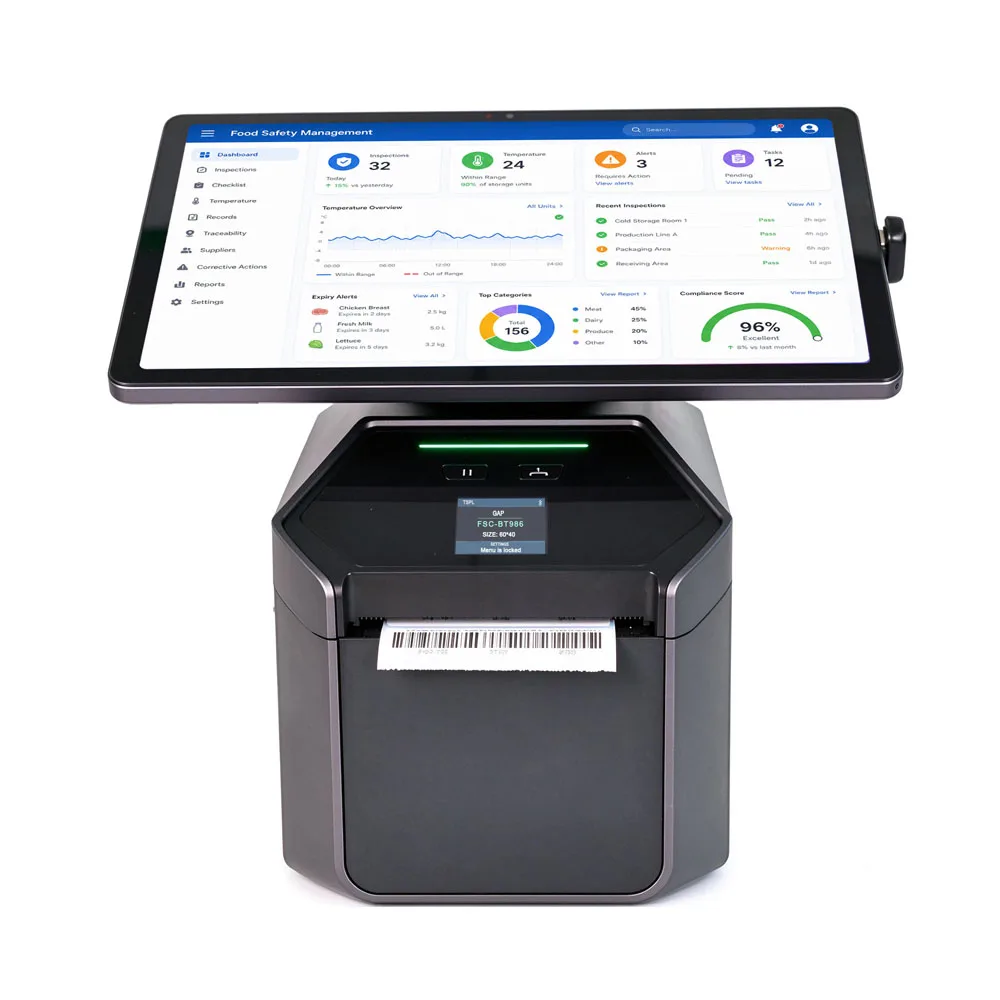 T3 Android label printer with 10.95 inch tablet running the smart labelling app