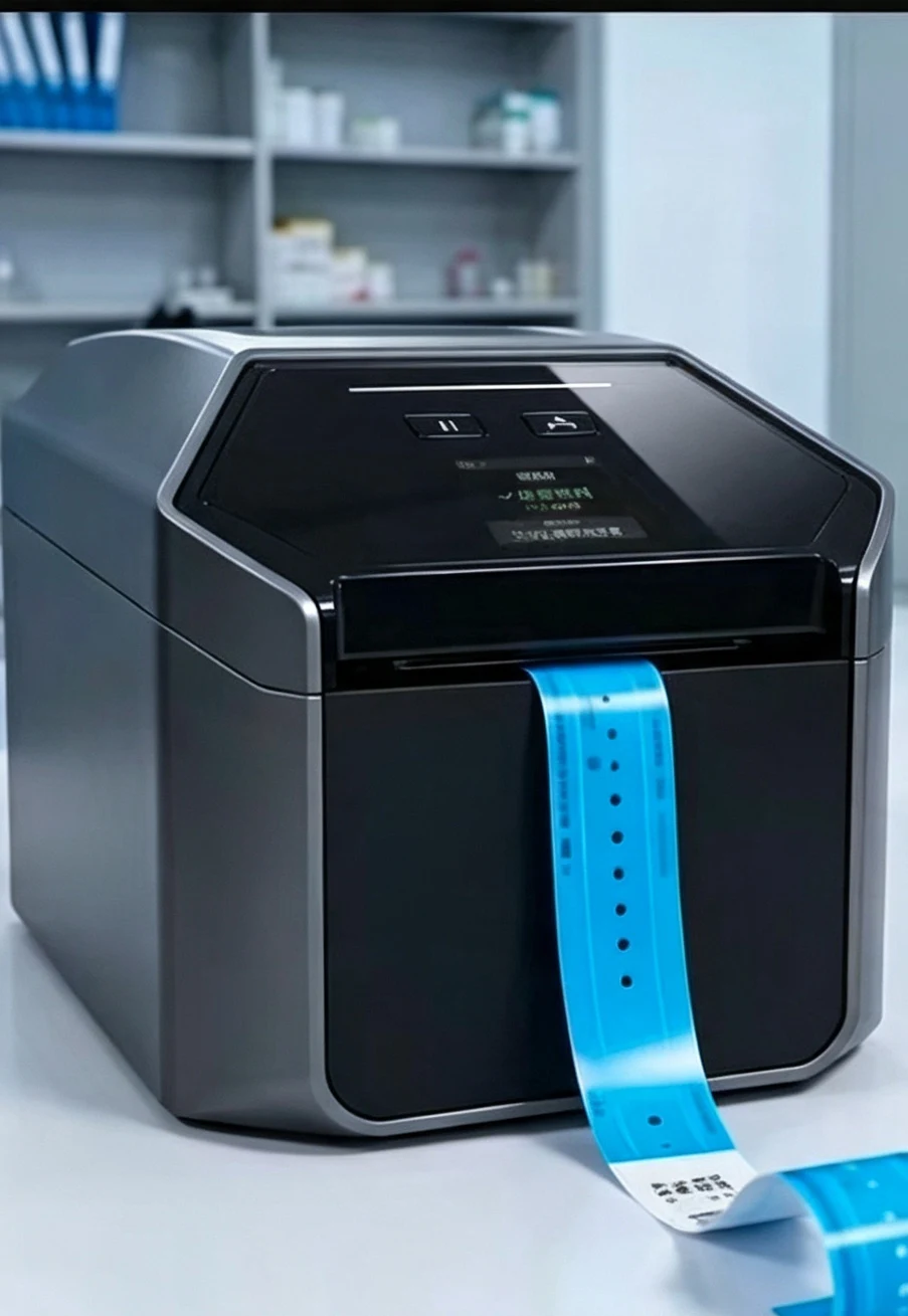 X3C thermal receipt printer printing patient wristband labels for hospital healthcare management