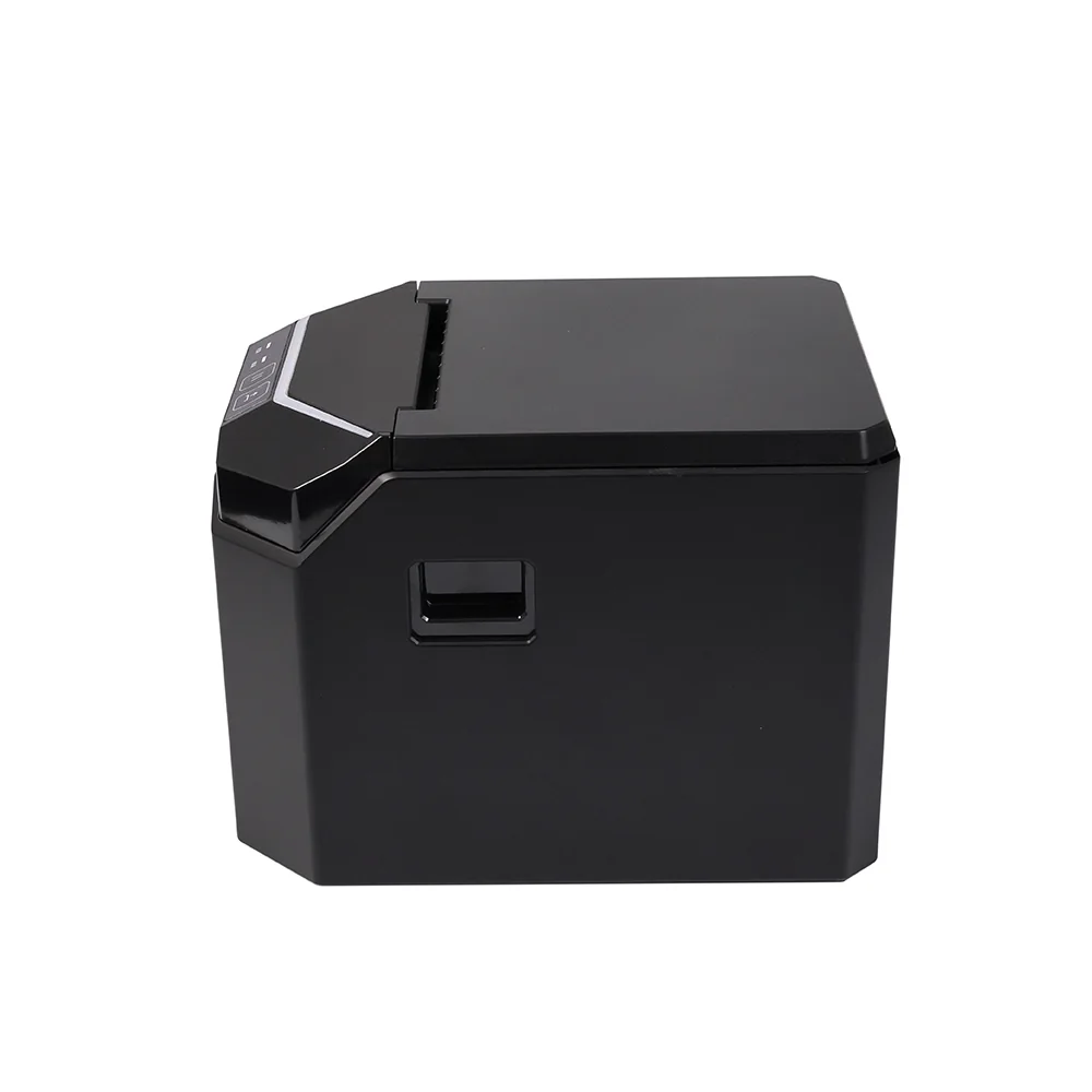 X3C thermal receipt printer side view showing wall-mount hook and paper exit slot