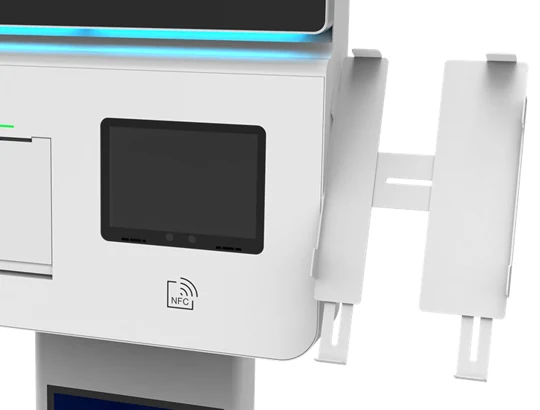 Z215 kiosk with dedicated payment terminal mounting bracket and NFC reader